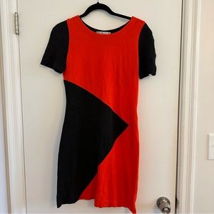 Yoana Baraschi orange and charcoal grey mod short sleeve mini dress Small